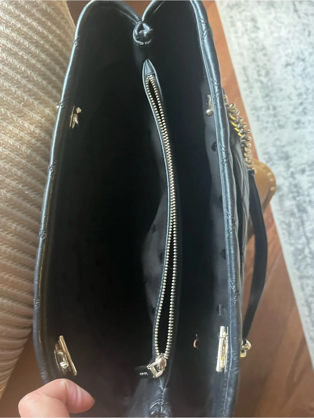 Kate Spade Natalia Black Quilted Leather Chain-Handle Tote